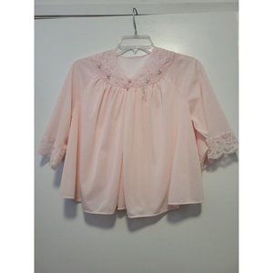 Vintage Shadow Line Cropped Lingerie Top Lace Detail Pastel Pink Small